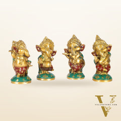 Baby Ganesha Brass Idols set 5 " Stonework