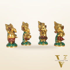 Baby Ganesha Brass Idols set 5 " Stonework