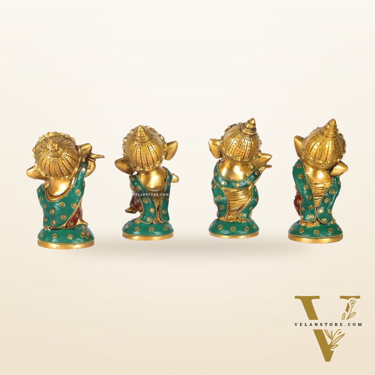 Baby Ganesha Brass Idols set 5 " Stonework