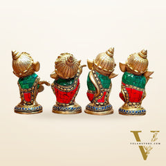 Baby Ganesha Brass Idols set 5 " Stonework