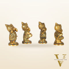 Baby Ganesha Brass Idols set 5 " Stonework