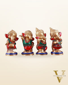 Baby Ganesha Brass Idols set 5" Stonework