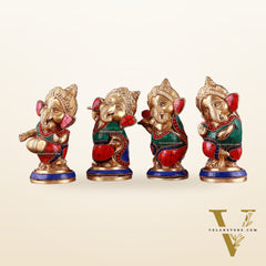 Baby Ganesha Brass Idols set 5" Stonework