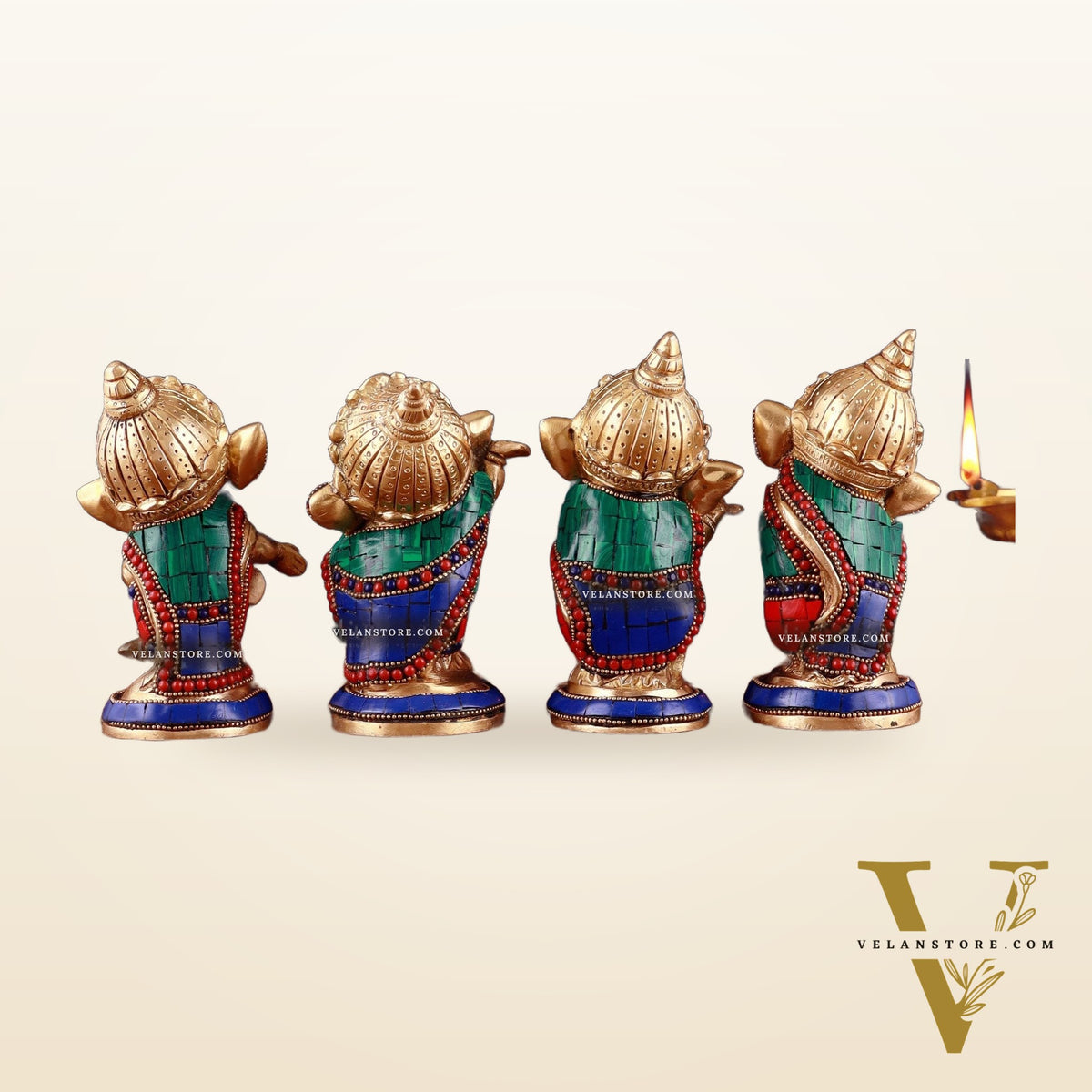 Baby Ganesha Brass Idols set 5" Stonework