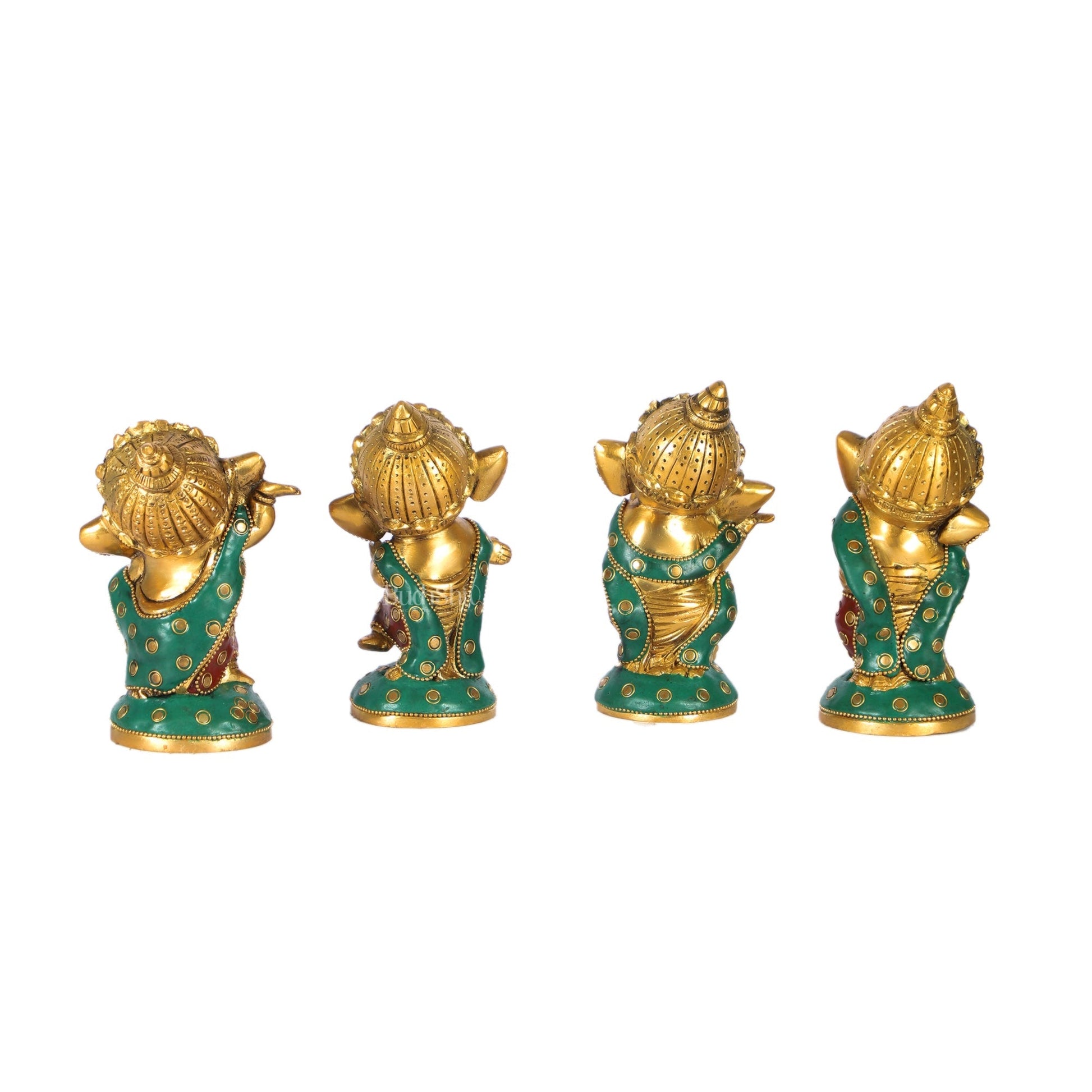 Baby Ganesha Brass Idols set 5 " Stonework