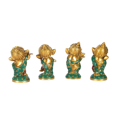 Baby Ganesha Brass Idols set 5 " Stonework
