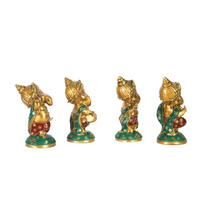 Baby Ganesha Brass Idols set 5 " Stonework