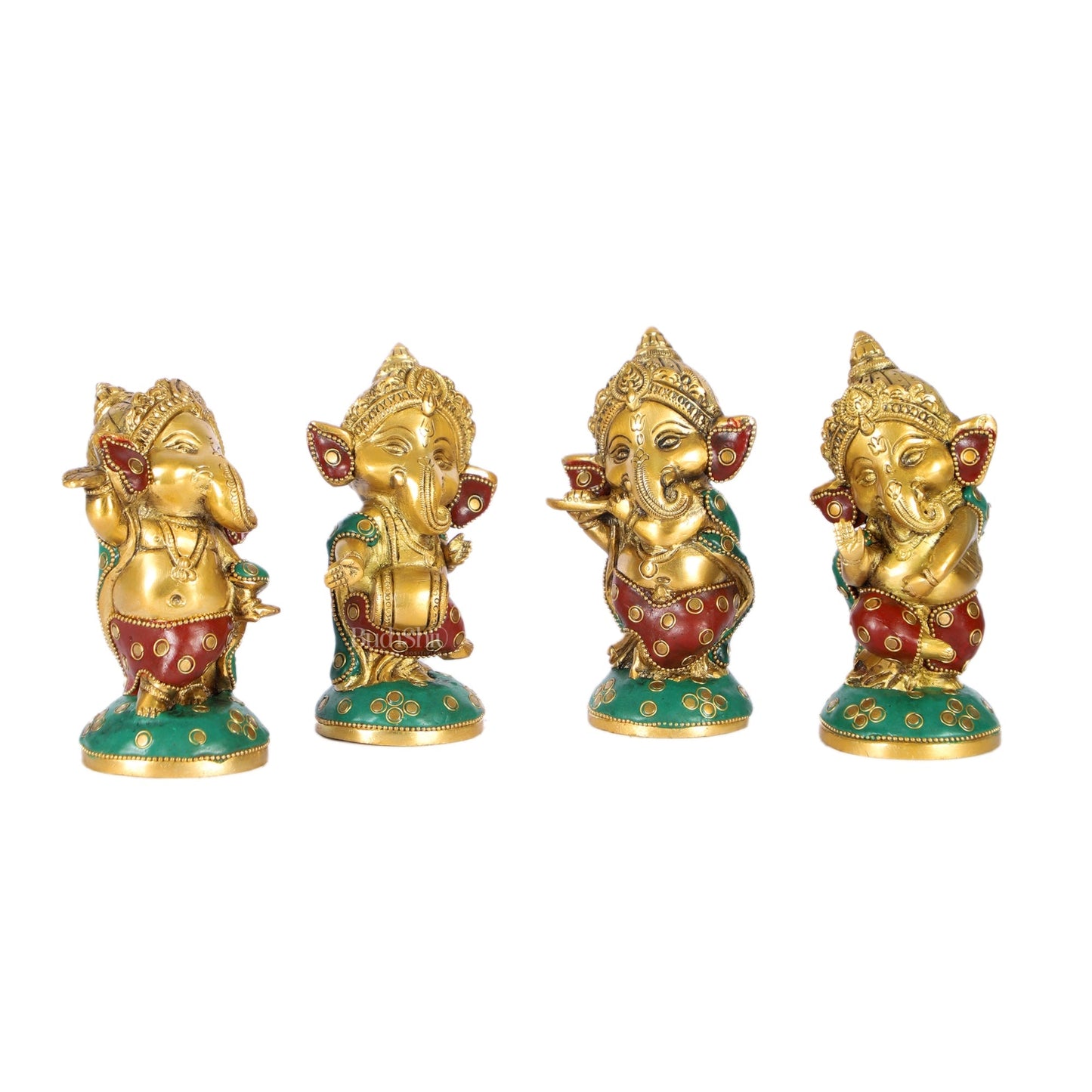 Baby Ganesha Brass Idols set 5 " Stonework