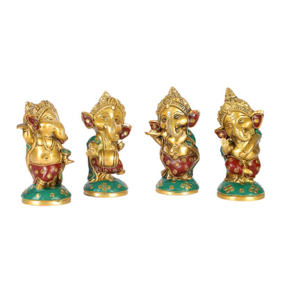 Baby Ganesha Brass Idols set 5 " Stonework
