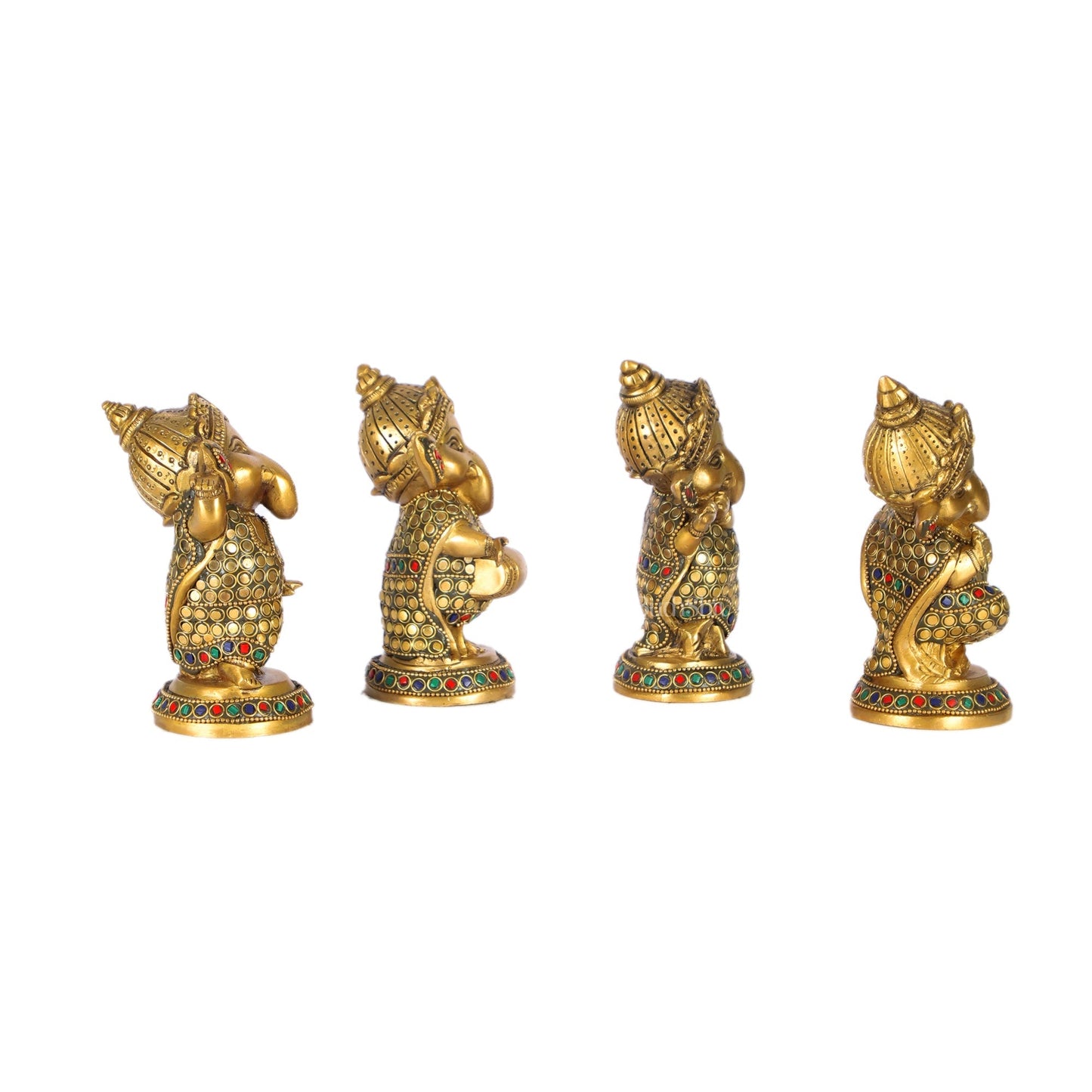 Baby Ganesha Brass Idols set 5 " Stonework