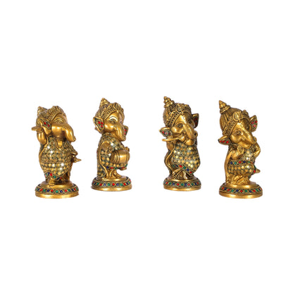 Baby Ganesha Brass Idols set 5 " Stonework
