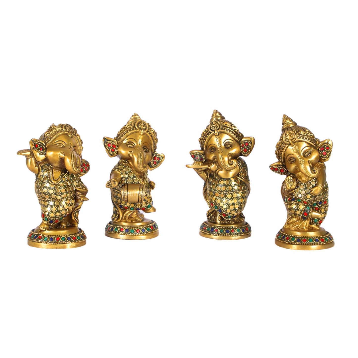 Baby Ganesha Brass Idols set 5 " Stonework
