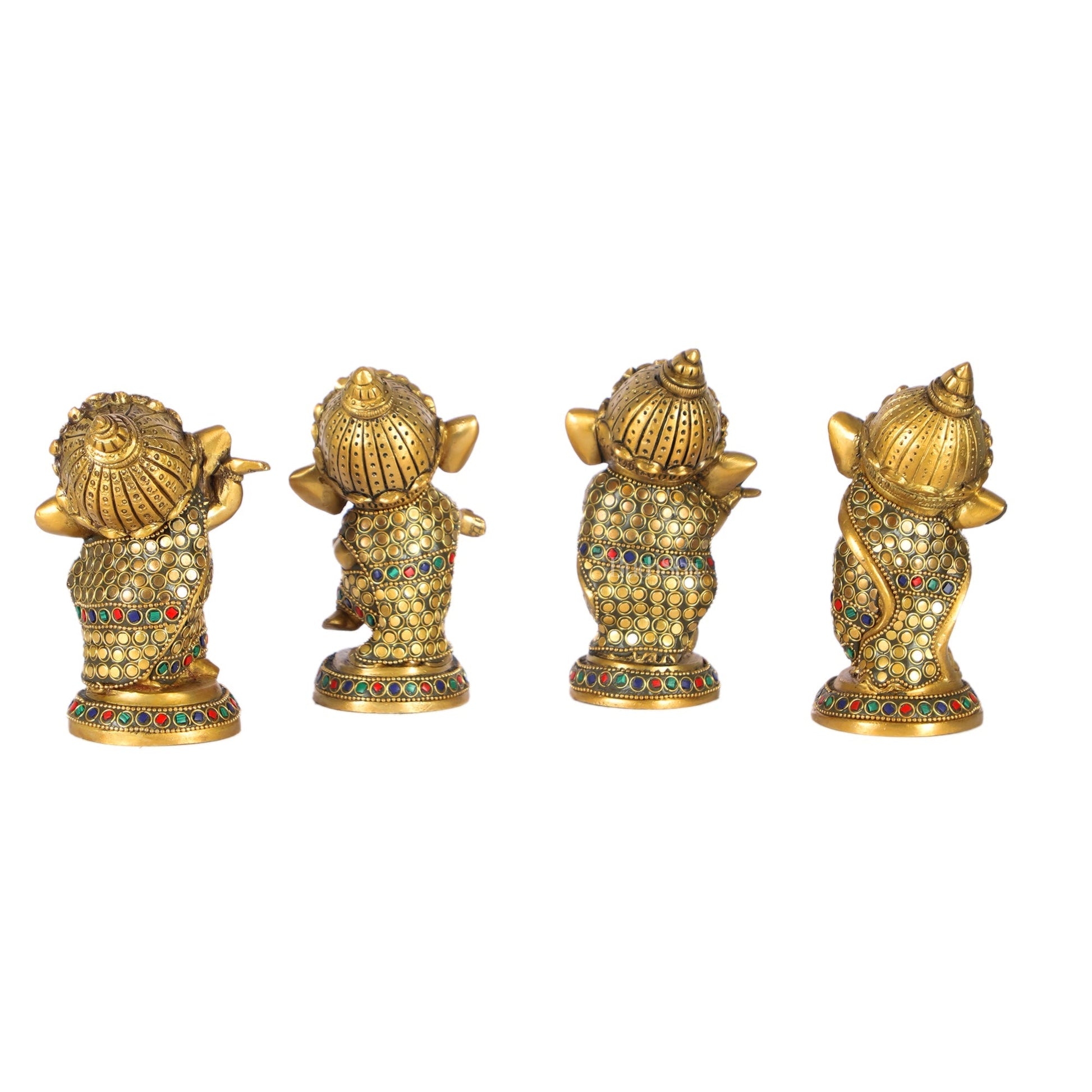 Baby Ganesha Brass Idols set 5 " Stonework