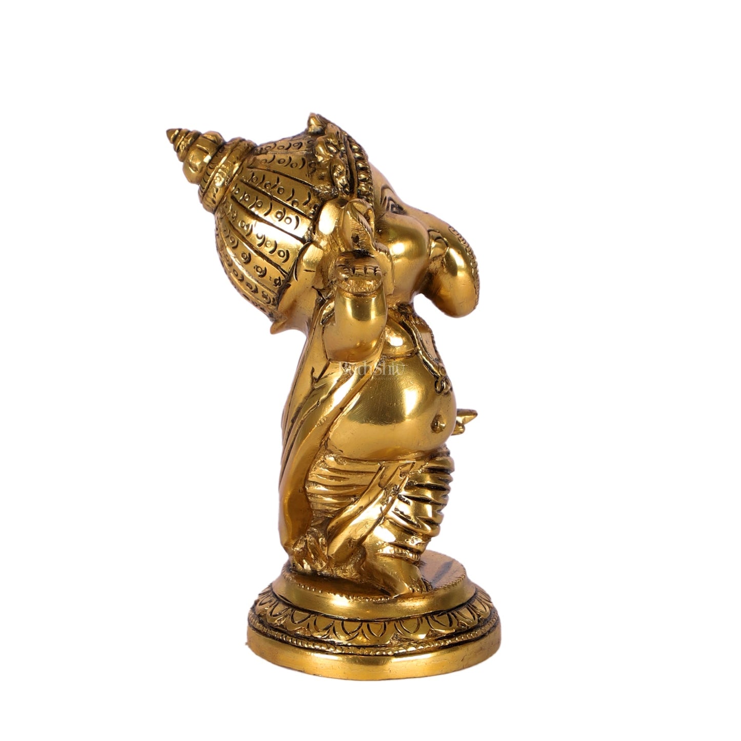Baby Ganesha Dancing Brass Idol 5" (Golden)