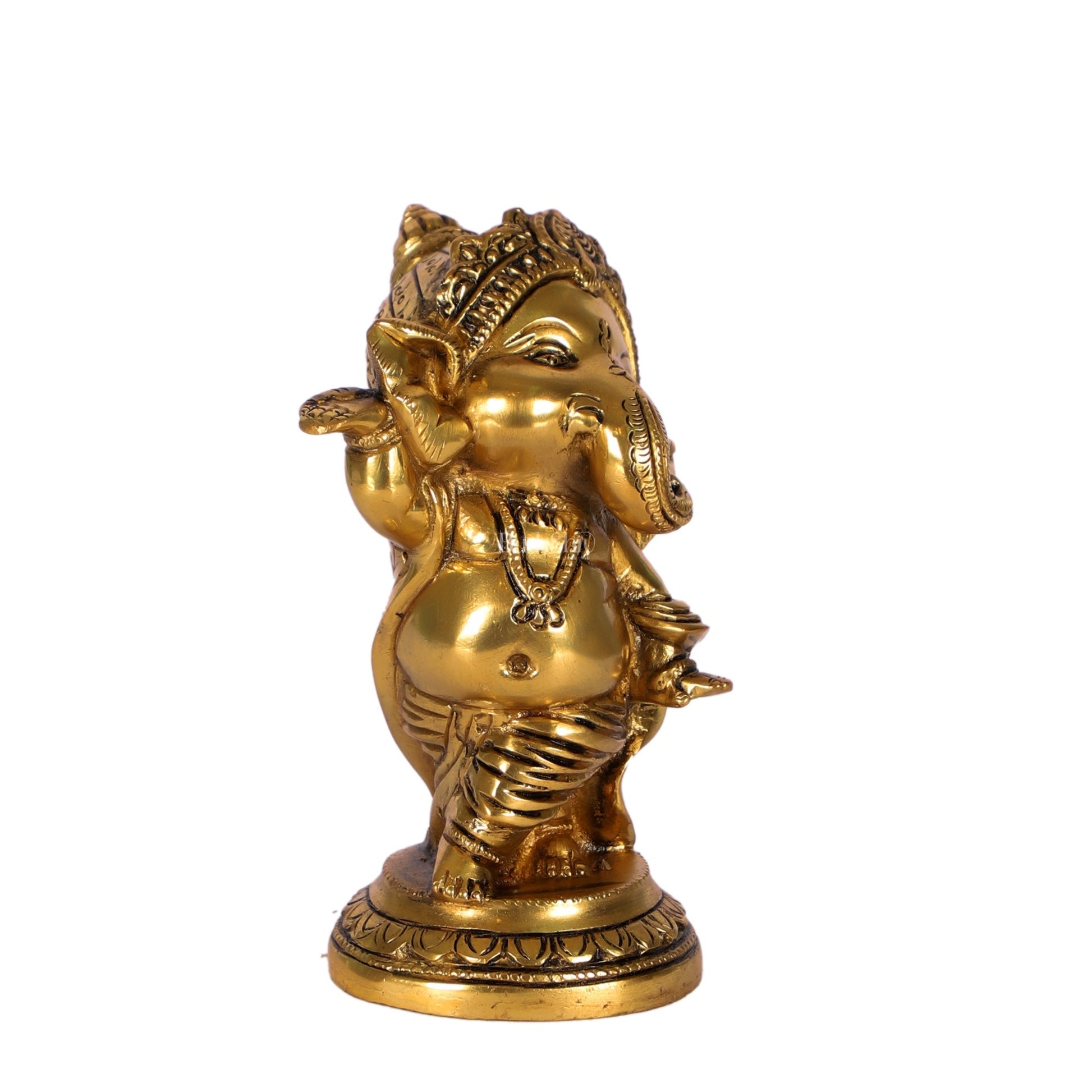 Baby Ganesha Dancing Brass Idol 5" (Golden)