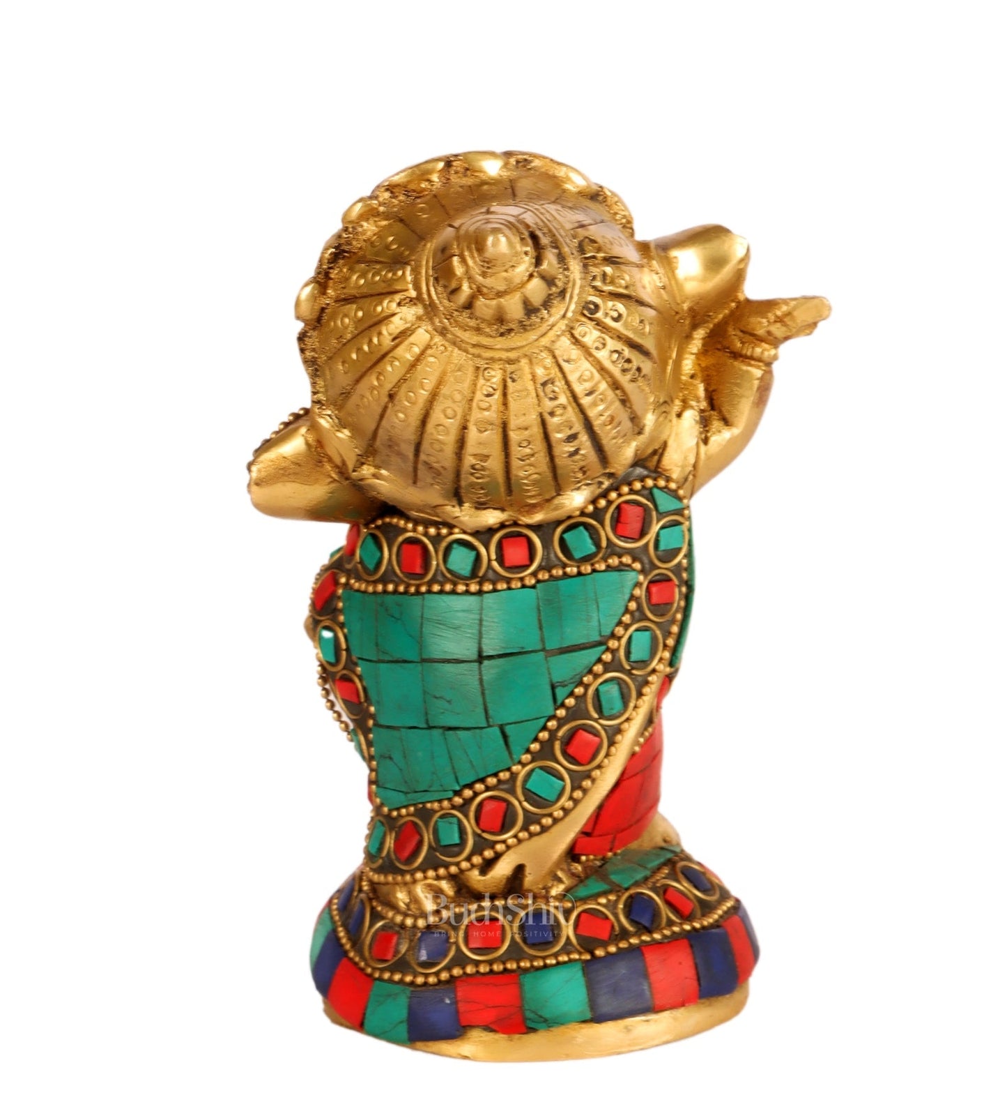 Baby Ganesha Dancing Brass Idol 5" Stonework