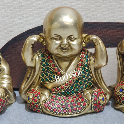 Baby wise Laughing Buddha Monks Brass Statues | BudhShiv