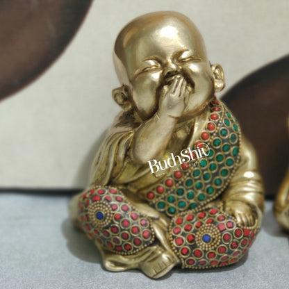 Baby wise Laughing Buddha Monks Brass Statues | BudhShiv