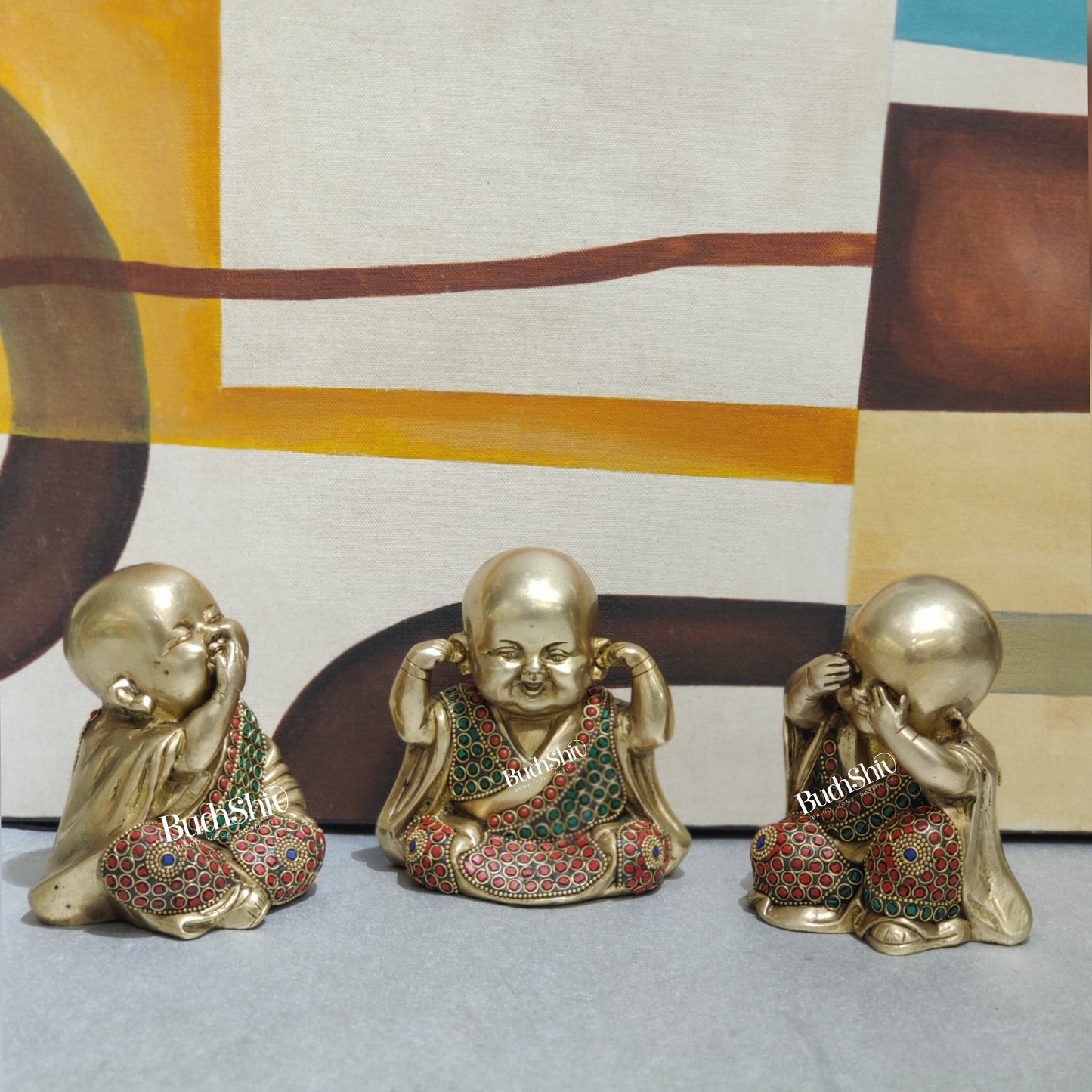 Baby wise Laughing Buddha Monks Brass Statues | BudhShiv