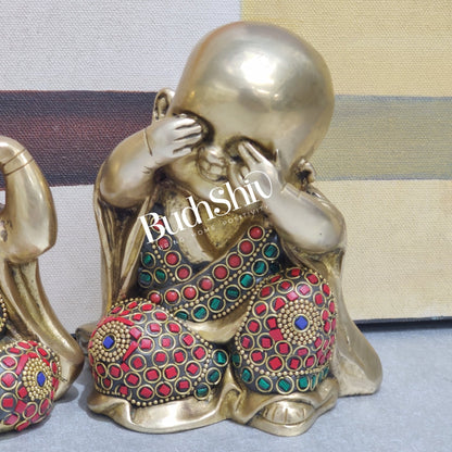 Baby wise Laughing Buddha Monks Brass Statues | BudhShiv