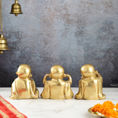 Brass Baby Laughing Buddha monks matte gold