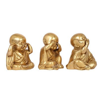 Brass Baby Laughing Buddha monks matte gold