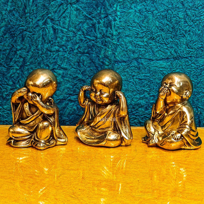Brass Baby wise Buddha monks
