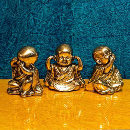 Brass Baby wise Buddha monks