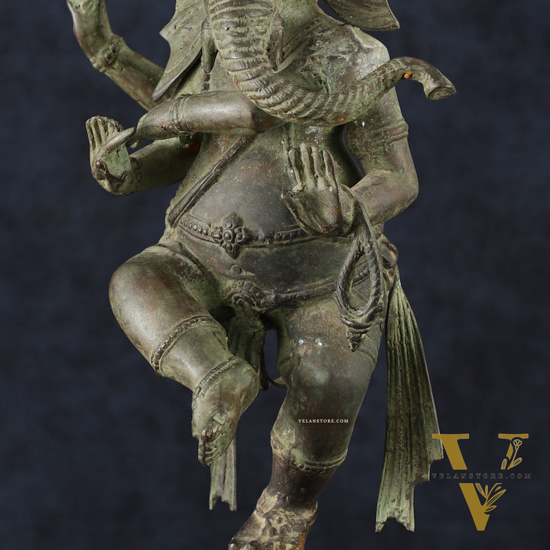 Balinese Bronze Dancing Ganesha Sculpture – 20.5" Height, Lost Wax Casting