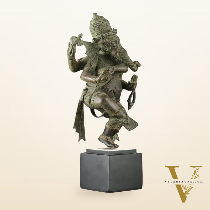 Balinese Bronze Dancing Ganesha Sculpture – 20.5" Height, Lost Wax Casting