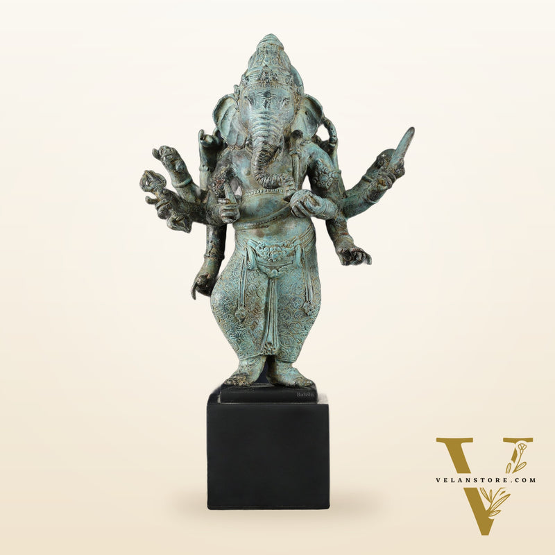 Balinese Bronze Standing Ganesha Sculpture – 15" Height, Lost Wax Casting