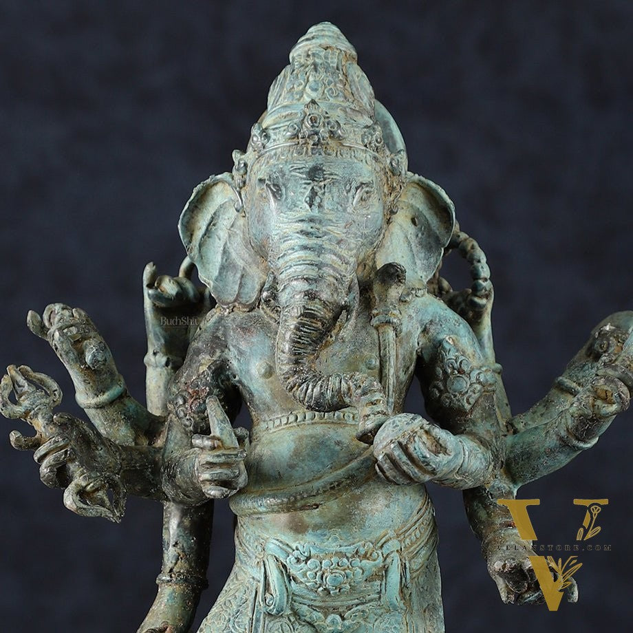 Balinese Bronze Standing Ganesha Sculpture – 15" Height, Lost Wax Casting