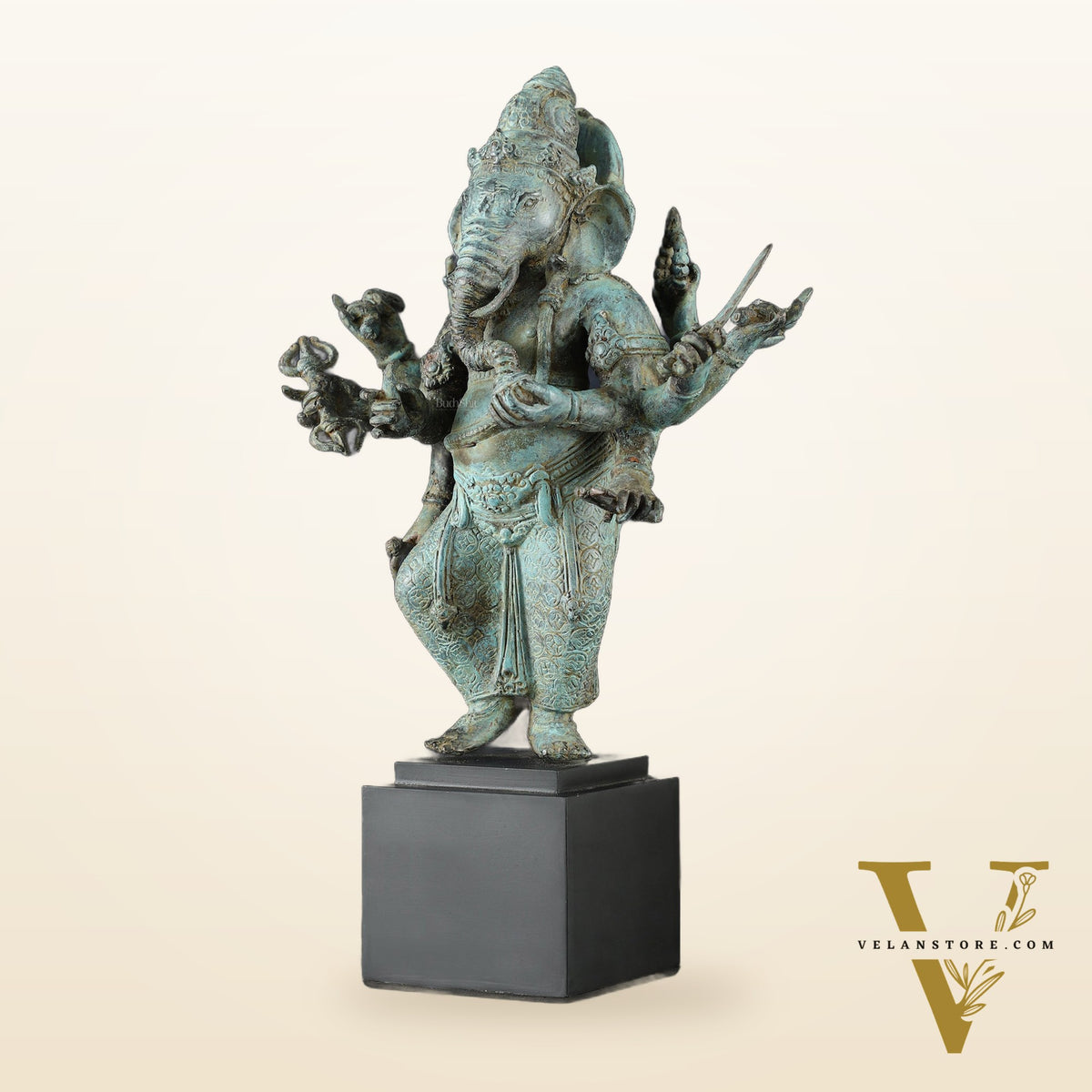 Balinese Bronze Standing Ganesha Sculpture – 15" Height, Lost Wax Casting