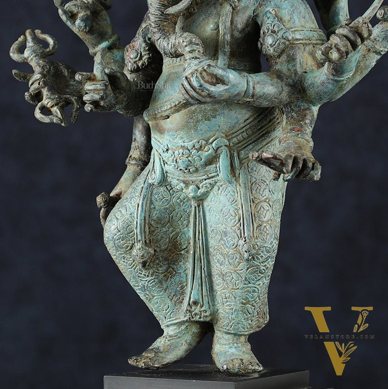 Balinese Bronze Standing Ganesha Sculpture – 15" Height, Lost Wax Casting