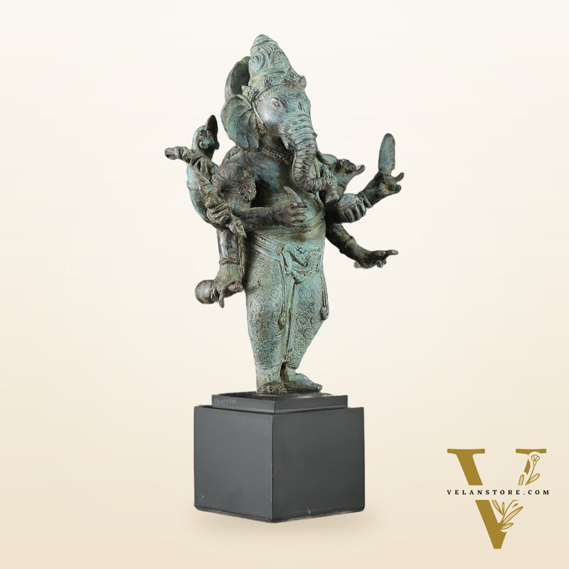 Balinese Bronze Standing Ganesha Sculpture – 15" Height, Lost Wax Casting
