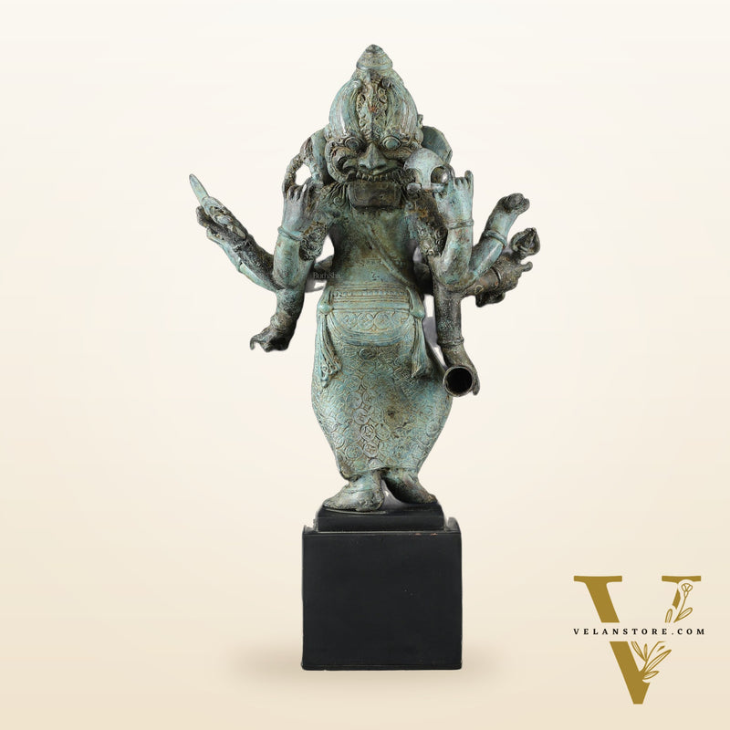 Balinese Bronze Standing Ganesha Sculpture – 15" Height, Lost Wax Casting