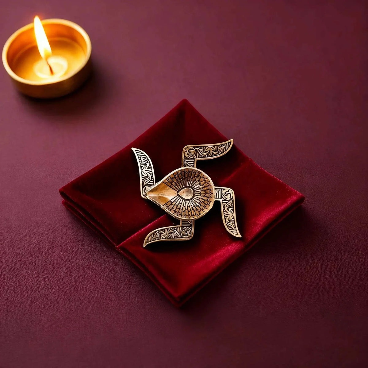 Brass Lightweight Swastik Diya (1.5 Inch)