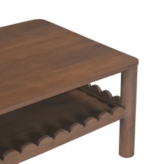Indiana Scalloped Edge Solid Wood Coffee Table – Modern