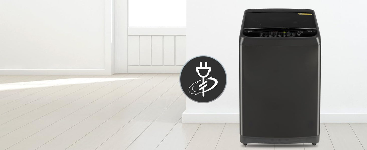 LG Smart Choice, 9 Kg, 5 Star, Smart Inverter Technology, Turbodrum, Fully Automatic Top Load Washing Machine (T90AJMB1Z, Jetspray+, Turbowash, Auto Tub Clean after every wash cycle, Middle Black)
