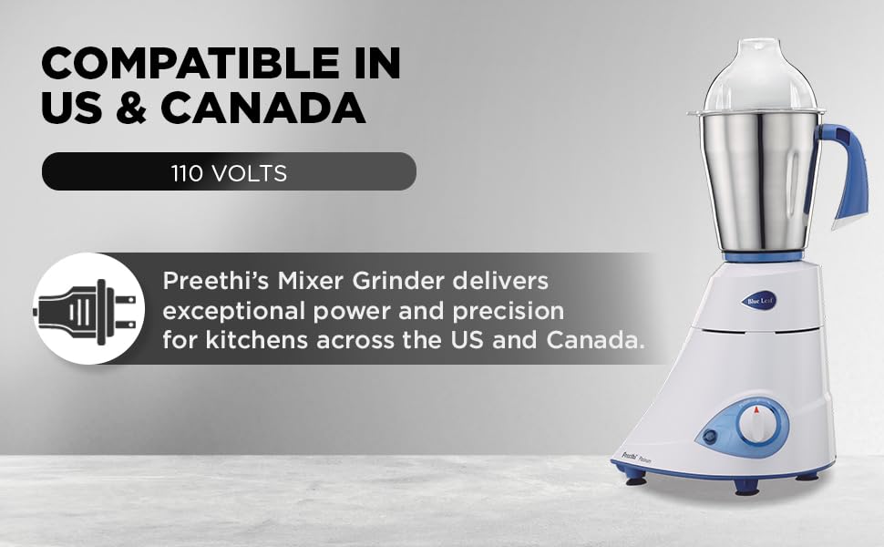 Preethi Eco Plus Mixer Grinder (550 Watt, 3 Jars, White)