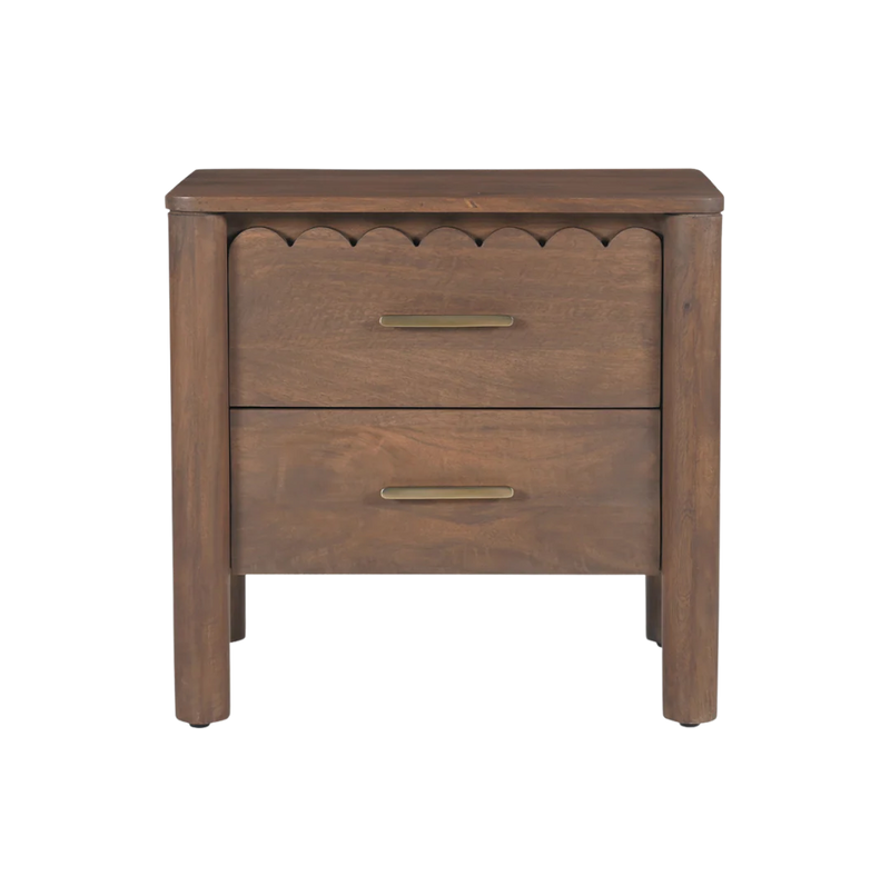 Indiana Scalloped Edge Solid Wood Bedside – Elegant Nightstand