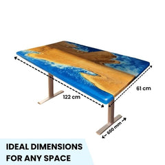 ImperiumX blue beach island standing desk with white legs - 4FT x 2FT