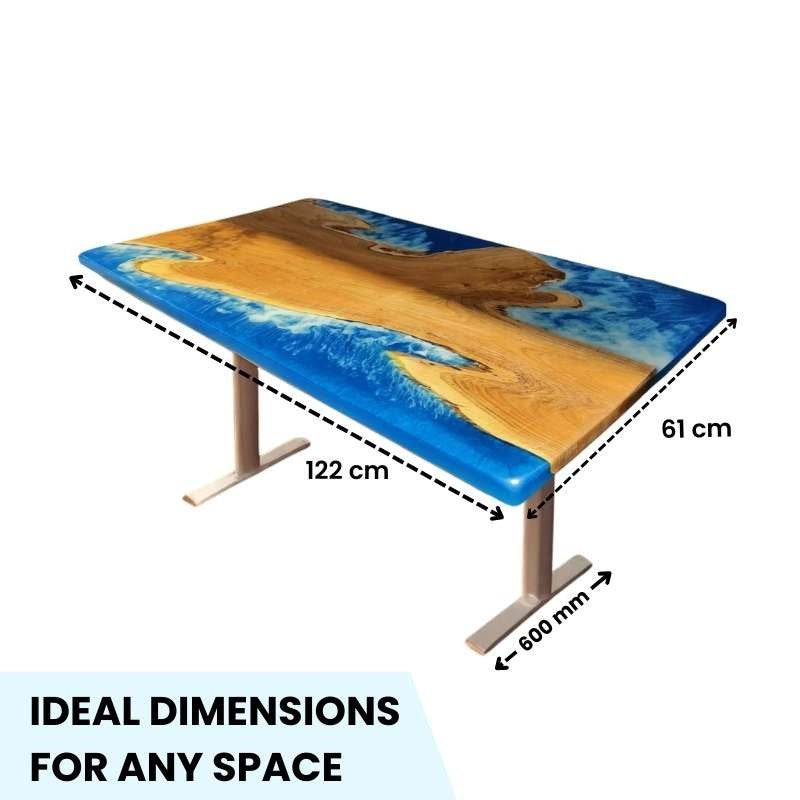 ImperiumX blue beach island standing desk with white legs - 4FT x 2FT