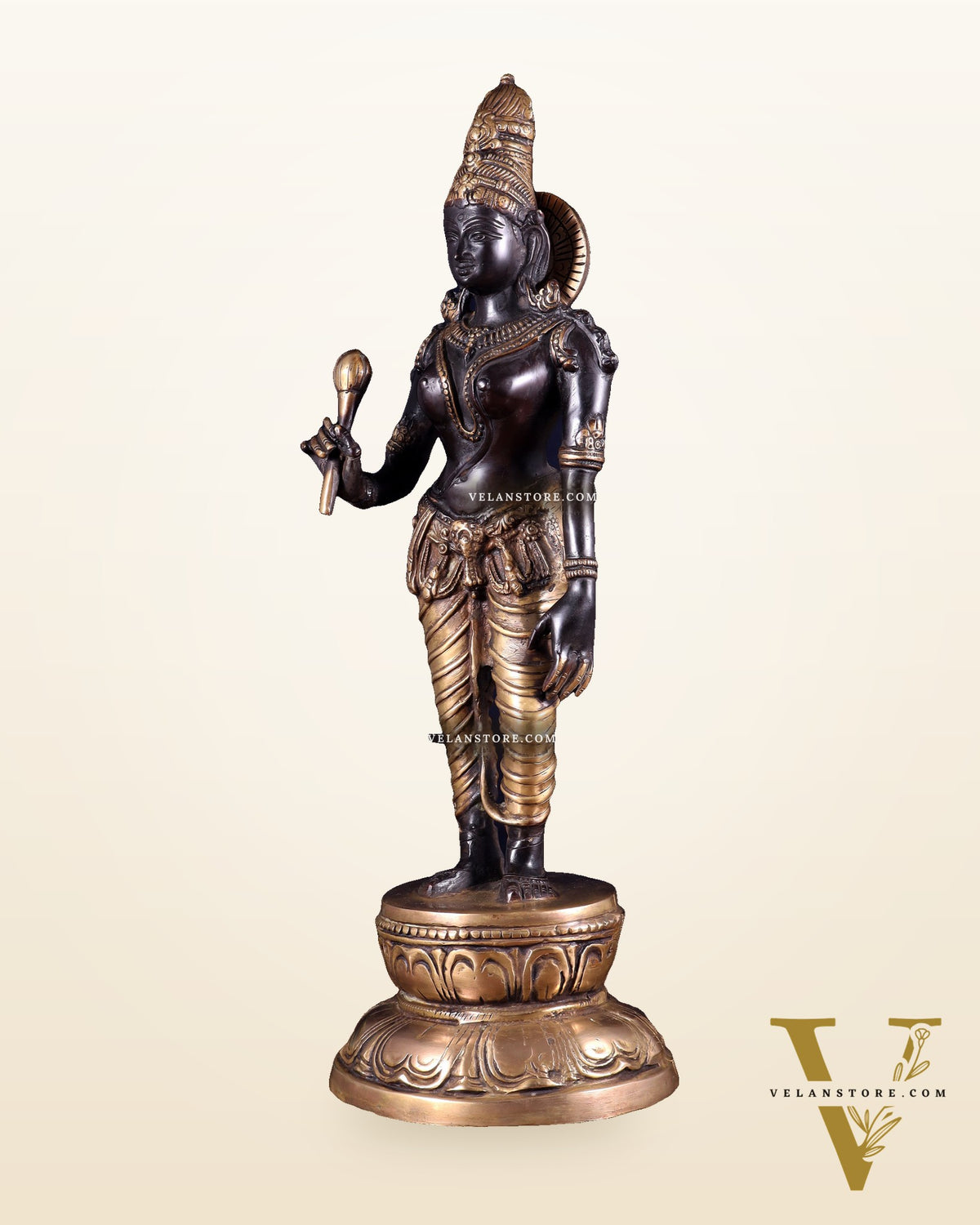 Beautiful Bhoga Shakti Pure Brass Uma Parvati Standing Statue – Black Edition 20 inch