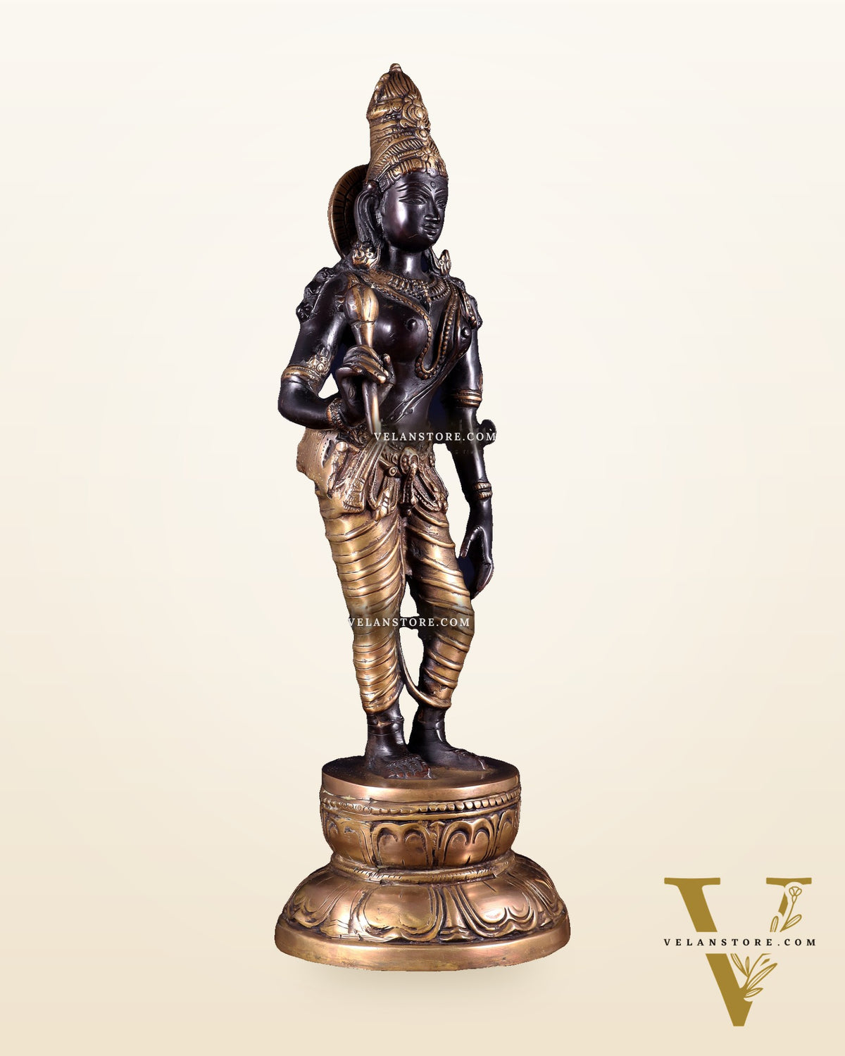 Beautiful Bhoga Shakti Pure Brass Uma Parvati Standing Statue – Black Edition 20 inch