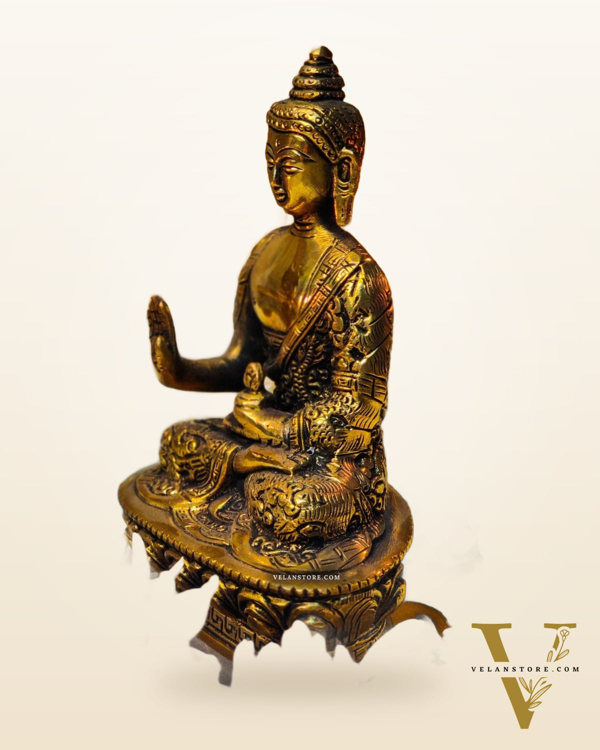 Beautiful Brass Blessing Buddha Statue | Abhaya Mudra/Aashirwaad Mudra | 7" x 4"