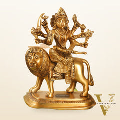 Beautiful Brass Durga Statue 7 Inch | Devi Durga Sculpture | BudhShiv