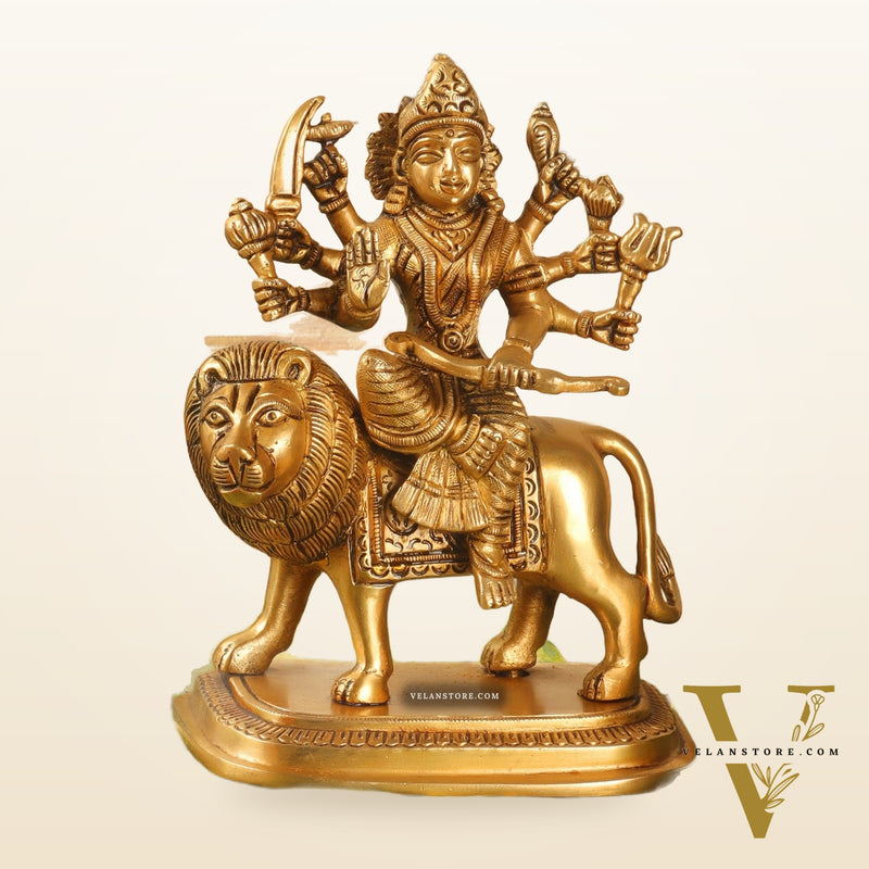 Beautiful Brass Durga Statue 7 Inch | Devi Durga Sculpture | BudhShiv