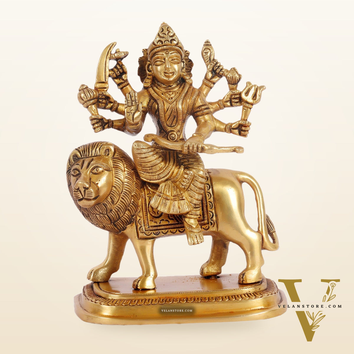 Beautiful Brass Durga Statue 7 Inch | Devi Durga Sculpture | BudhShiv