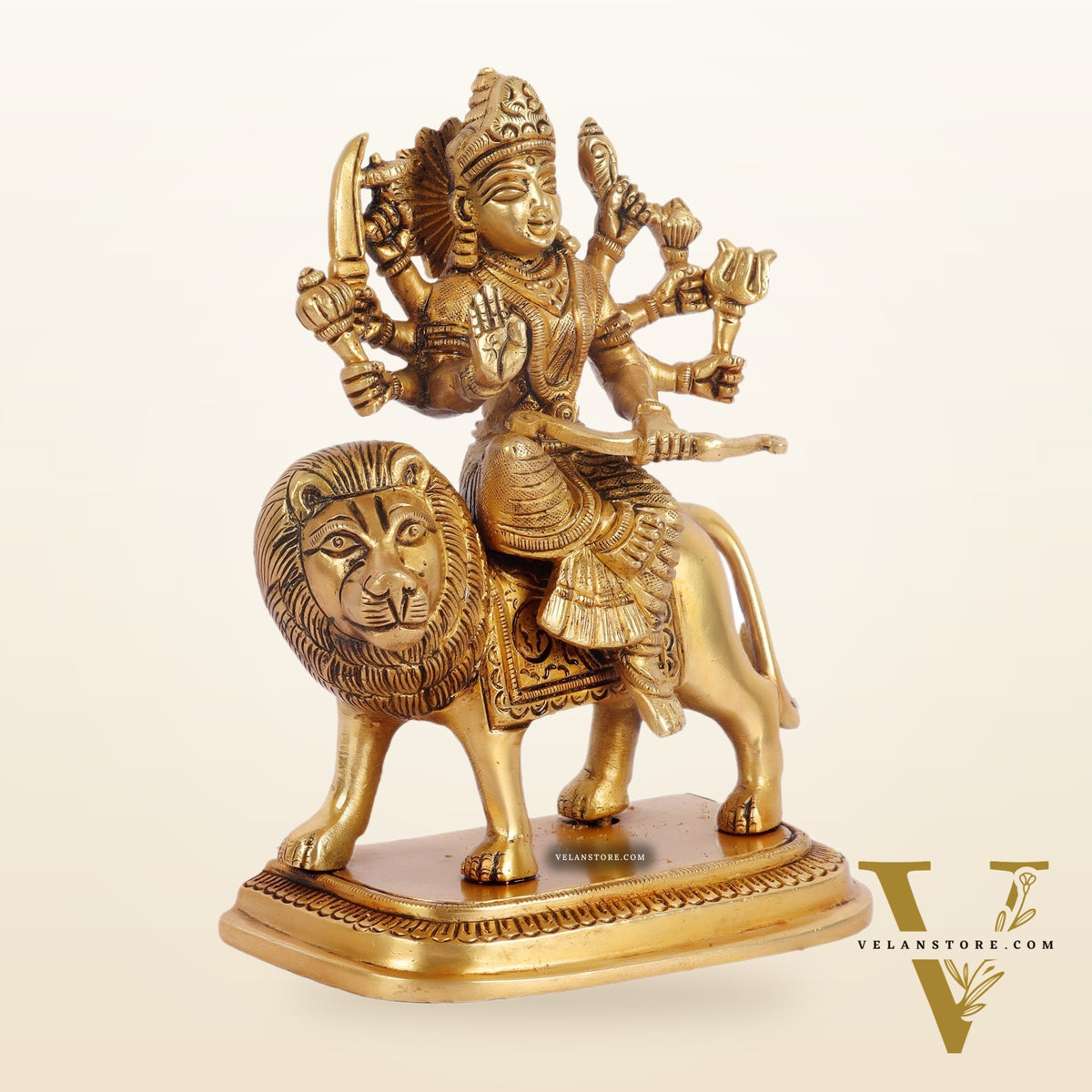 Beautiful Brass Durga Statue 7 Inch | Devi Durga Sculpture | BudhShiv